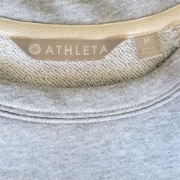 ATHLETA Gray Long Sleeve Crew Neck Sweatshirt size M Draw Waist Pullover Active - Picture 10 of 13